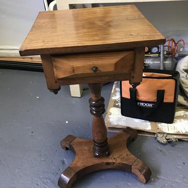 Antique one drawer wooden pedestal table