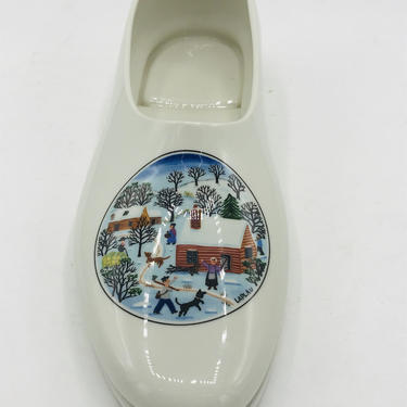 Vintage Luxembourg Villeroy &amp; Boch Naif Christmas Porcelain Shoe Candy Bowl  Christmas Decor 