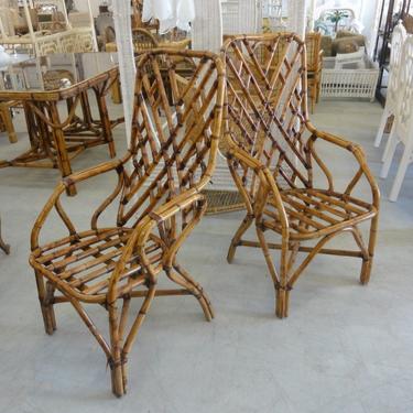 Pair of Bamboo Chippendale High Back Chairs
