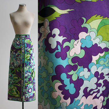 Vintage 1970s Pucci Maxi Skirt / Designer Vintage Skirt / Long Vintage Skirt / Floral Pucci Skirt / Pucci Maxi Skirt Small / 70s Designer 