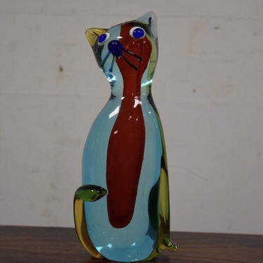 Modern Italian Murano Glass Cat 