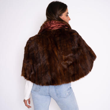 Vintage MINK FUR CAPE, mink fur stole, chocolate brown mink fur coat, vintage fur opera coat, Mink fur cape, size s m 