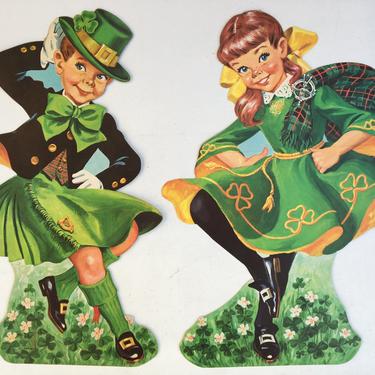 16.5&amp;quot; Tall Dennison Set Of St. Patrick's Day Dancing Girl And Boy, Irish Jig, Die Cuts, Party Decor 