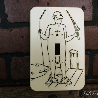 1976 Flash It Corp Inappropriate Risque Flasher Fishing Fisherman Plastic Switch Cover 