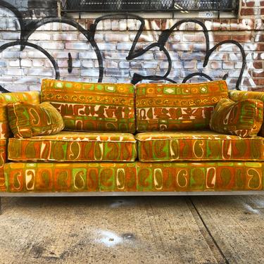 Jack Lenor Larsen 62&amp;quot; lovesest sofa couch all original Larsen Soft upholstery mid century Modern 1970s 