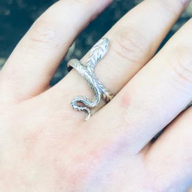 Vintage Silver Ring, Snake Ring, Coiled Snake Ring, Boho Style, Bohemian Jewelry, Etched Ring, 925 Ring, Snake Jewelry, Vintage Jewelry 