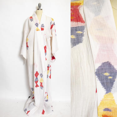 1970s Kimono Robe Cotton Lounge Robe Large 
