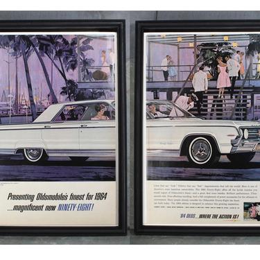 1964 Vintage Oldsmobile Two-Page Car Ad - UNFRAMED Vintage Advertising Page - Saturday Evening Post, October 5, 1963 