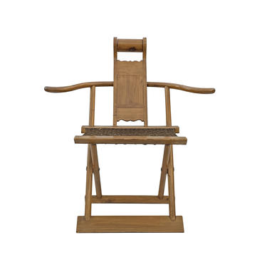 Chinese Elm Wood Wool Seat Wide Arm Folding Armchair cs5955E 