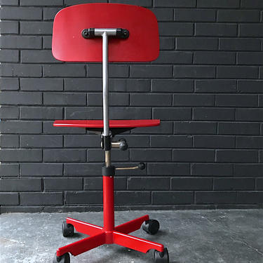 Bright Red Danish KEVI Task Desk Office Chair Minimal Design Clean Vintage Mid-Century Modern 