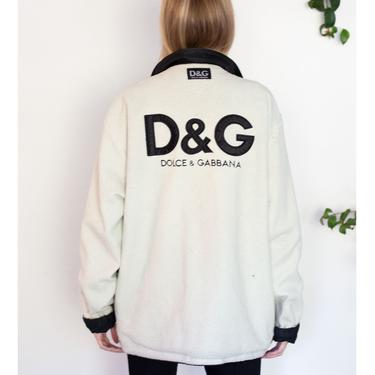 Vintage Dolce and Gabbana Logo Reversible Fleece Jacket D&G Monogram Unisex Y2K Puffer OSF 