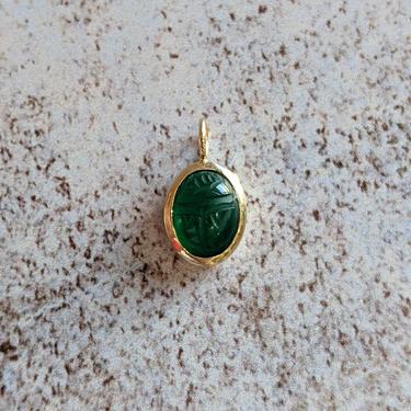 Ready to Ship S 14k Green Agate Scarab Charm 