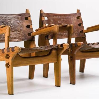 Pair of Ecuadorian Lounge Chairs by Angel Pazmino  - 1st Pair