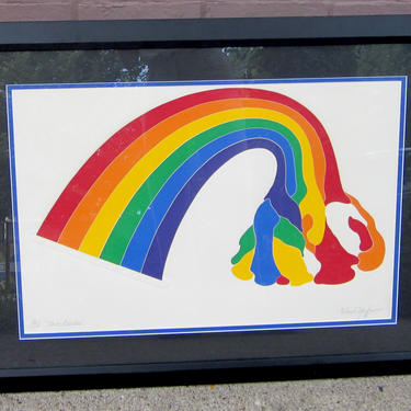 Vintage 1970s Limited Edition Serigraph Signed Werner Pfeiffer &amp;quot;Tired Rainbow&amp;quot; Pop Art Contemporary Surrealist Wall Art 
