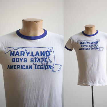 Vintage 1950s 1960s Maryland Tshirt / Vintage Maryland Boys State American Legion Tshirt / 1950s American Legion Tee Small 