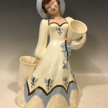 vintage Hedi Schoop Hollywood California Elegant Lady Figurine, Double Vase Blue Hat woman figurine, beautiful woman vase 