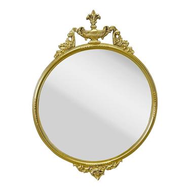 Vintage Federal Style Gilt Painted Wood Round Wall Mirror
