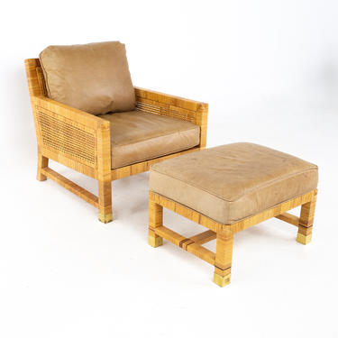Bielecky Brothers Mid Century Wicker Chair and Ottoman - mcm 