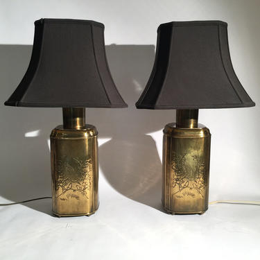 Pair of Asian Style Brass Table Lamps