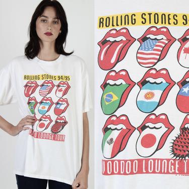Vintage Rolling Stones Voodoo Lunge Shirt / 1994 1995 Brockum zrainbow Tongue Tee / White Cotton Mick Jagger Size XL 