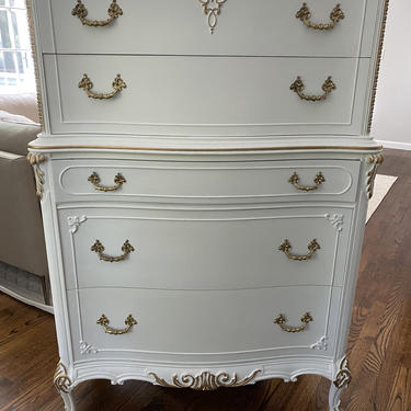 White/Gold Tall Dresser/Chest of Drawers/Bureau/Highboy- CUSTOM AVAILABLE ******see pics ******* Read below for details 