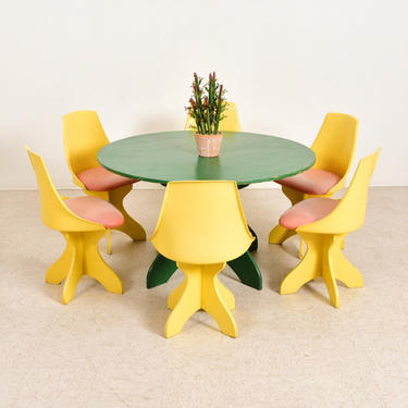 Vintage Yellow and Green 1960’s Table and Chair Set