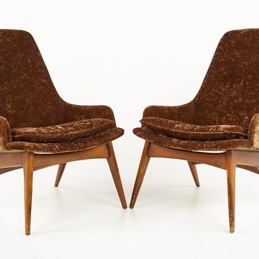 Adrian Pearsall Style Steinhafels Mid Century High Back Occasional Lounge Chairs - A Pair - mcm 