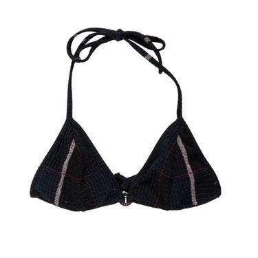 Vintage 90's CHANEL Logo Bralette Tweed Fabric Bikini Top Swim Suit Swimwear fr 40 - RARE!! 