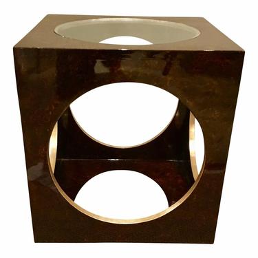 Modern Lacquer Faux Tortoise Shell Roulette Side Table