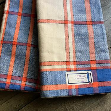 Frecnh Linen Torchon Fabric, 2 Bolts, Colorful Check Stripe, Table Runner Placemats Tea Towels Sewing Fabric, Original Label 
