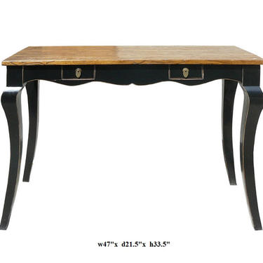 Rustic Raw Plank Black Curve Legs Console Writing Desk Table mh307E 