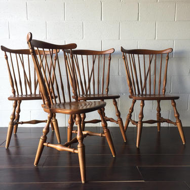 Ethan Allen Bow Back Windsor side chairs, set of four, Nutmeg/1950s, Free Springfield VA pickup/Shipping optional/extra 