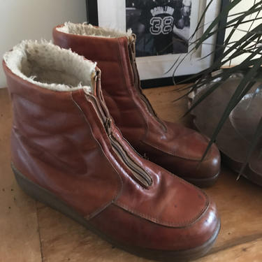 Vintage Mens Winter Leather Boots - LL Bean 