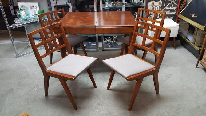 Set Of Four Mid Century Modern Solid, Dining Room Chairs With Maple Legs
