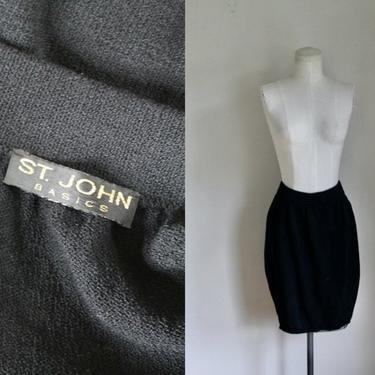Vintage 2000s St. John Basics Black Knit Skirt / size 4 / S 