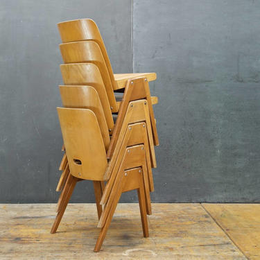 Vintage German Stacking Chairs Bentwood Mid-Century Modernist Thonet Pagholtz Set of 5 