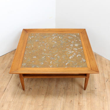 Mid-Century Fossil Marble Coffee Table Pecan Tomlinson Sophisticate 