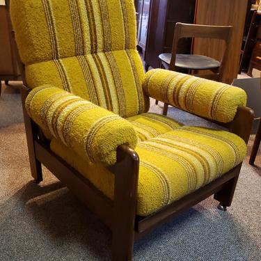 Item #MA14 Vintage Teak &amp; Upholstered Reclining Lounge Chair c.1970