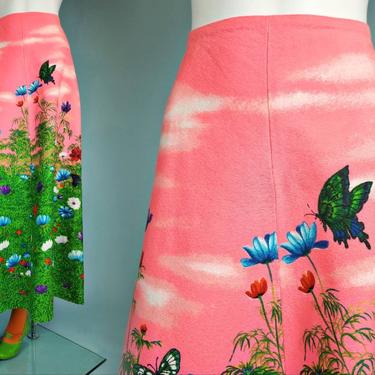 Late 60s flower power skirt. Psychadelic maxi. Beautiful fabric. Jubilant vibrant. Handmade one of a kind! Size S. (13 x 40) 