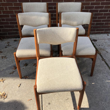 Danish Modern Teak Dining Chairs Set of 5 