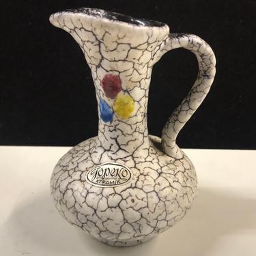 Vintage German Jopeko Fat Lava Craquelure Pitcher Vase with Label 