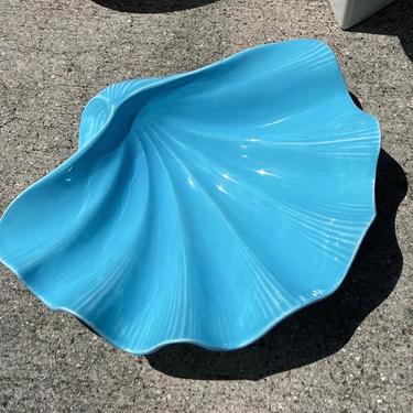 Aqua Blue Ceramic Shell Bowl 