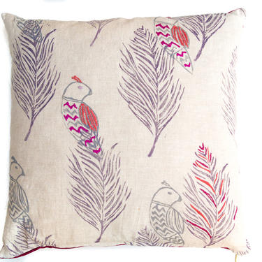 Embroidered Chevron Bird Pillow