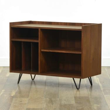Mid Century Modern Style Record Shelf W Hairpin Legs