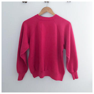 Vintage 80s Pink Basic Crew Sweatshirt Small 