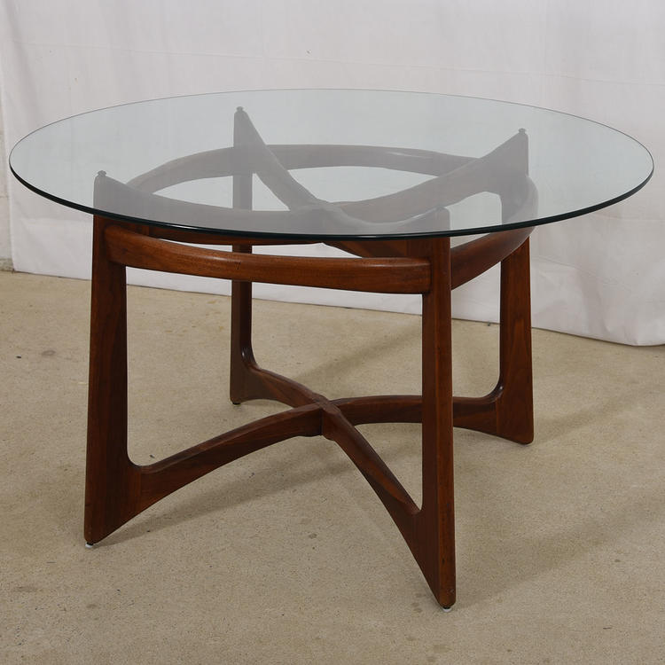 Adrian Pearsall Round Glass Top Dining Table w/ Organic Walnut Base