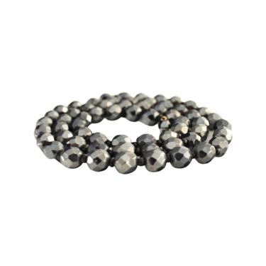 1960s Gunmetal Silver Glass Faceted Bead Necklace - 1960 Beaded Necklace - Vintage Silver Beaded Necklace - Vintage Pewter Bead Necklace 