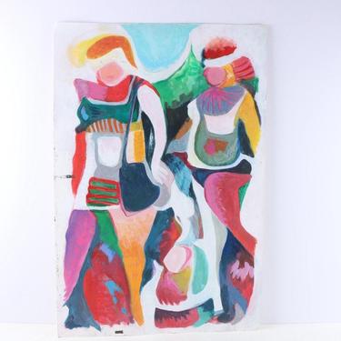 Abstract female figures acrylic painting by cestlavintage18