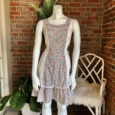 1970s Cotton Floral Prairie Dress