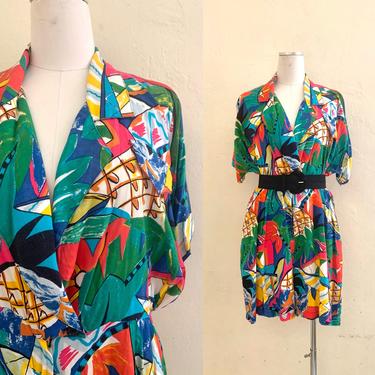 vintage 80's abstract print romper 